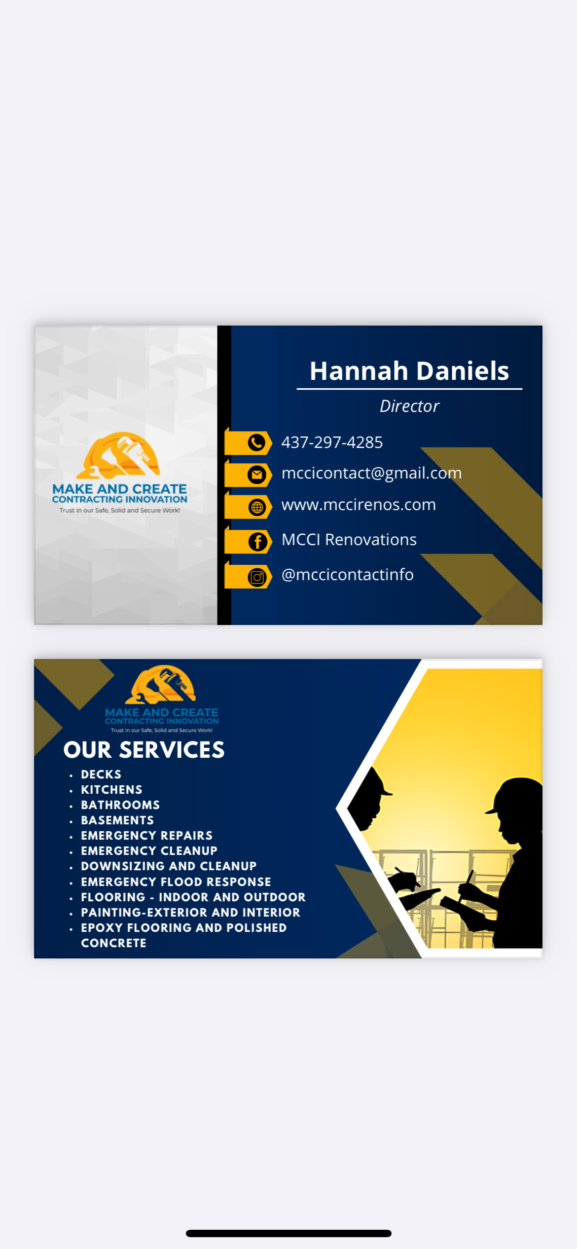 Make and Create Contracting Innovation Inc.